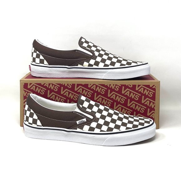 Vans Shoes - Vans Classic Slip On Checkered Low Top Women's Canvas Brown & White VN000XG88M8